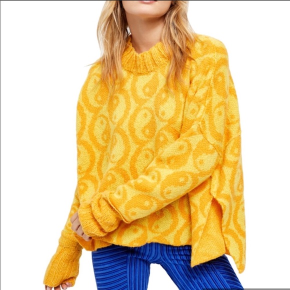 Free People Sweaters - Free People Yin Yang Oversized Knit Sweater Yellow